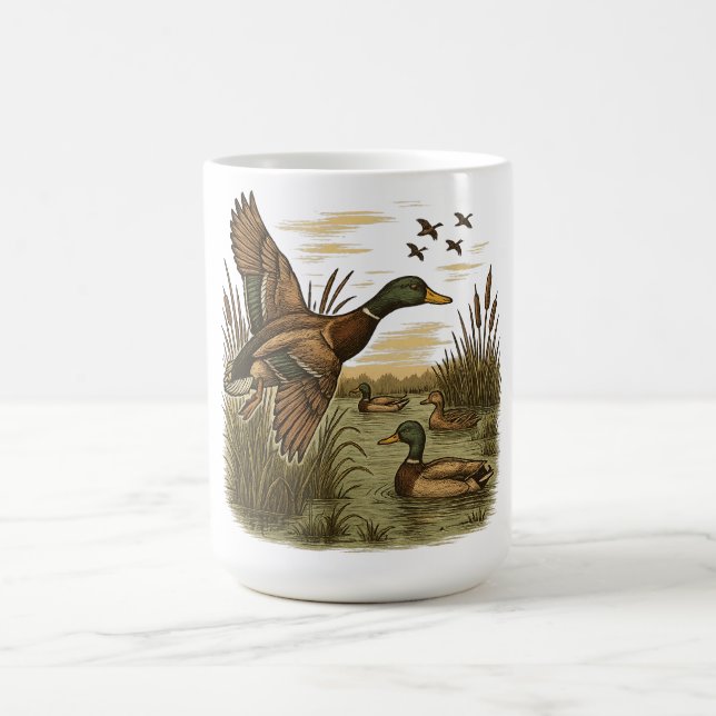 Taza De Café Retro-Flying-Mallard-Duck-Hunting,  (Centro)