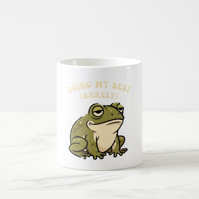 Taza De Café Retro Frog Minimal Effort White Mug (Centro)