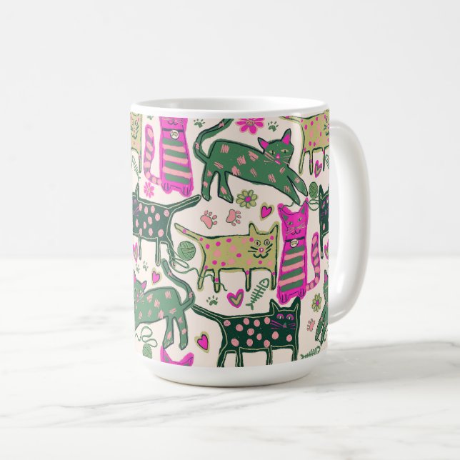 Taza De Café Retro Fun Cat Design (Anverso derecho)