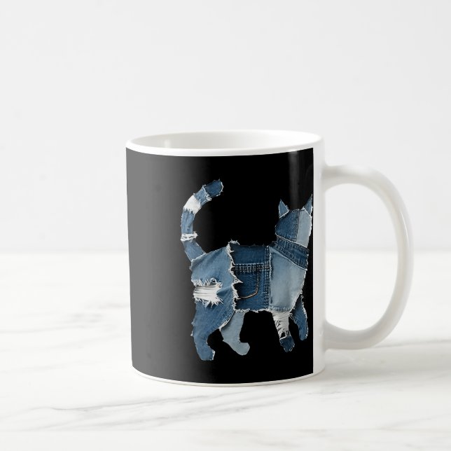 Taza De Café Retro Funny Denim Patch Animal Cat  (Derecha)