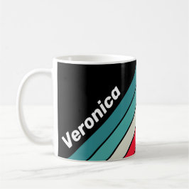 Taza De Café Retro Furtivo Rayas de Arcoíris con Nombre