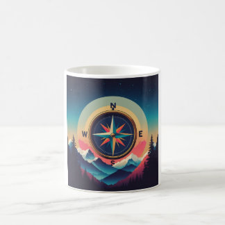 Taza De Café Retro Galaxy Compass Adventure -Minimalist Vintage
