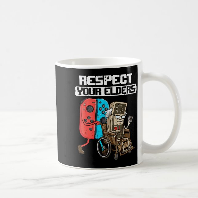 Taza De Café Retro Gaming Funny Gamer Controller 80s Respect Yo (Derecha)