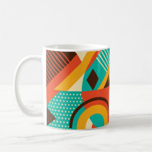 Taza De Café Retro geométrico colorido: abstracción vintage.