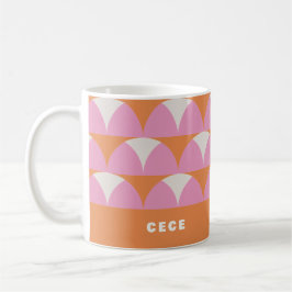 Taza De Café Retro geométrico naranja rosa moderno personalizad
