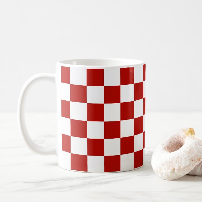 Taza De Café Retro geométrico rojo cuadrado (Con donut)