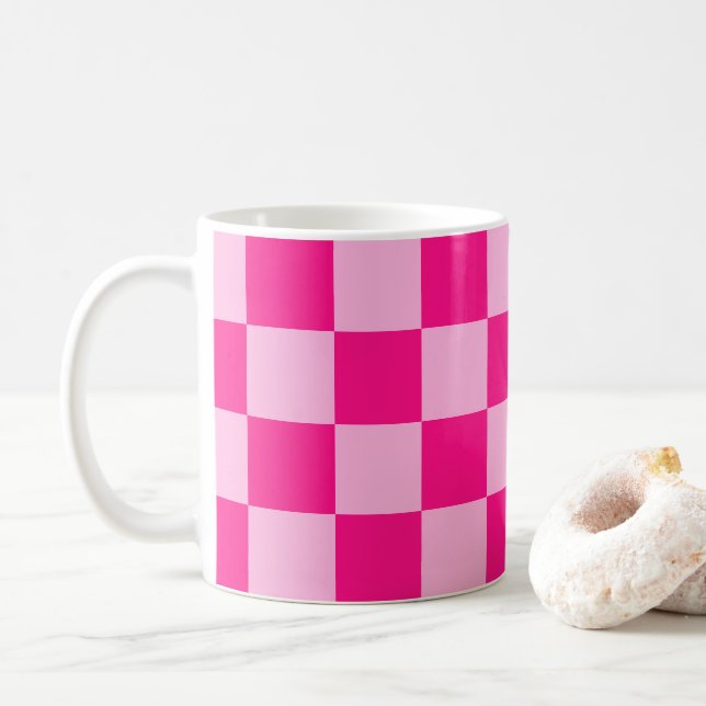 Taza De Café Retro geométrico rosa cálido (Con donut)