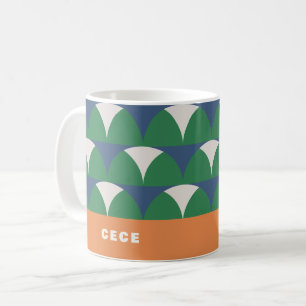 Taza De Café Retro geométrico verde azul moderno personalizado