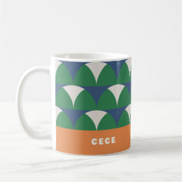 Taza De Café Retro geométrico verde azul moderno personalizado