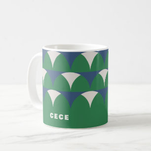 Taza De Café Retro geométrico verde azul moderno personalizado 