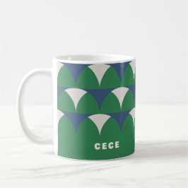 Taza De Café Retro geométrico verde azul moderno personalizado