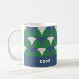 Taza De Café Retro geométrico verde azul moderno personalizado