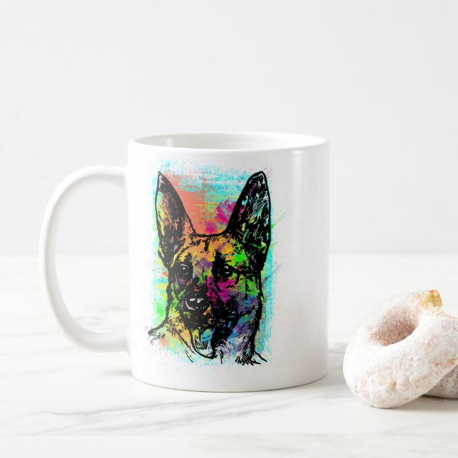 Taza De Café Retro German Shepard (Con donut)