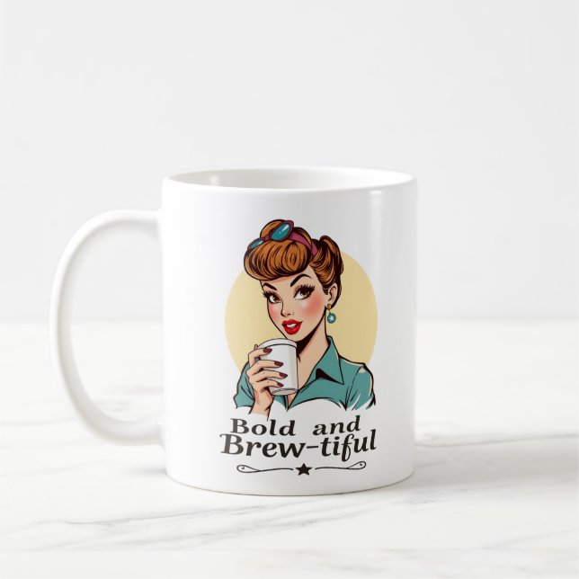 Taza De Café Retro glamoroso audaz y hermoso (Izquierda)