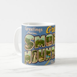 Taza De Café Retro Grandes Montañas Humeantes