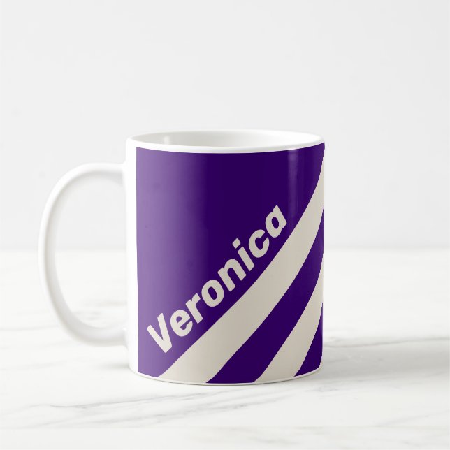 Taza De Café Retro Grapevine Three Stripes with Name (Izquierda)