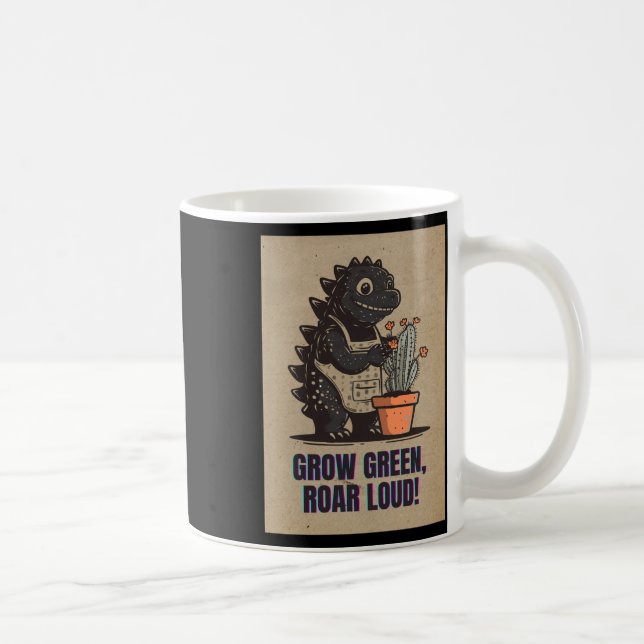 Taza De Café Retro Greenzilla – Cute Godzilla Gardening Sticker (Derecha)