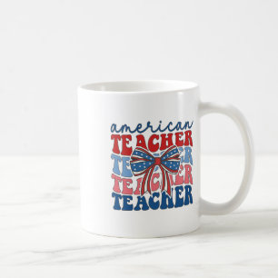 Taza De Café Retro Groovy 4 De Julio Profesor Coquette American