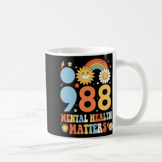 Taza De Café Retro Groovy 988 Mental Health Problems Suicide Pr (Derecha)