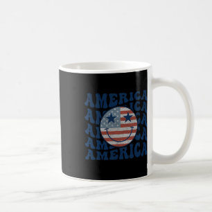 Taza De Café Retro Groovy América Usa Sonrisa Patriótica 4