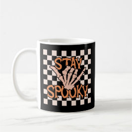 Taza De Café Retro Groovy Checkered Stay Spooky Halloween