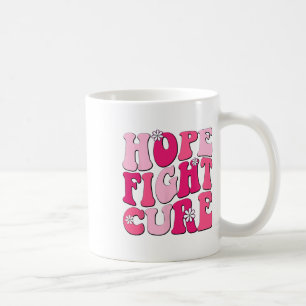 Taza De Café Retro Groovy Esperanza Rosa lucha contra el cáncer