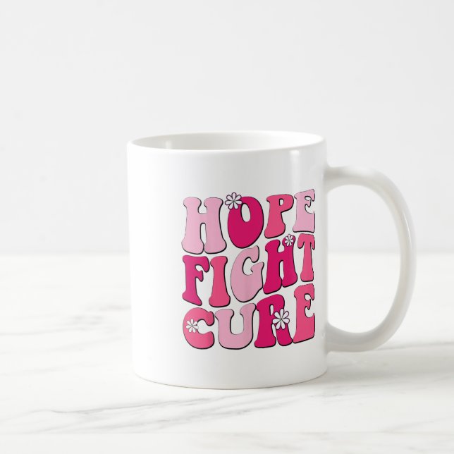 Taza De Café Retro Groovy Esperanza Rosa lucha contra el cáncer (Derecha)