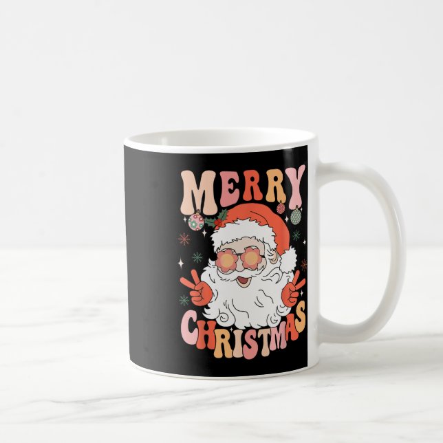 Taza De Café Retro Groovy Feliz Navidad Papá Noel Ho (Derecha)