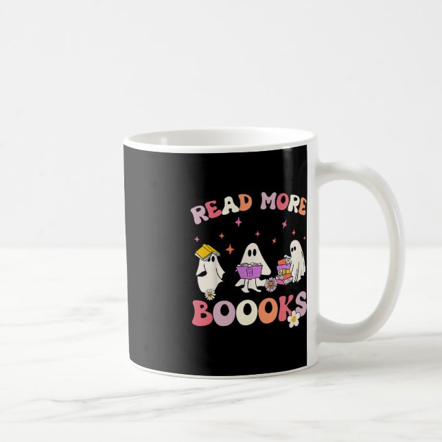 Taza De Café retro Groovy Leer más libros Ghost Boo ghoul Fun H (Derecha)