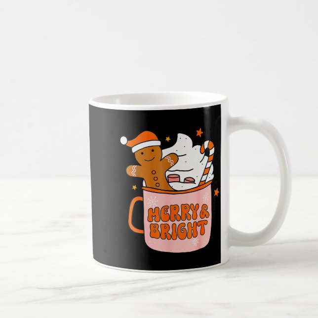 Taza De Café Retro Groovy Merry And Bright Gingerbread Christma (Derecha)