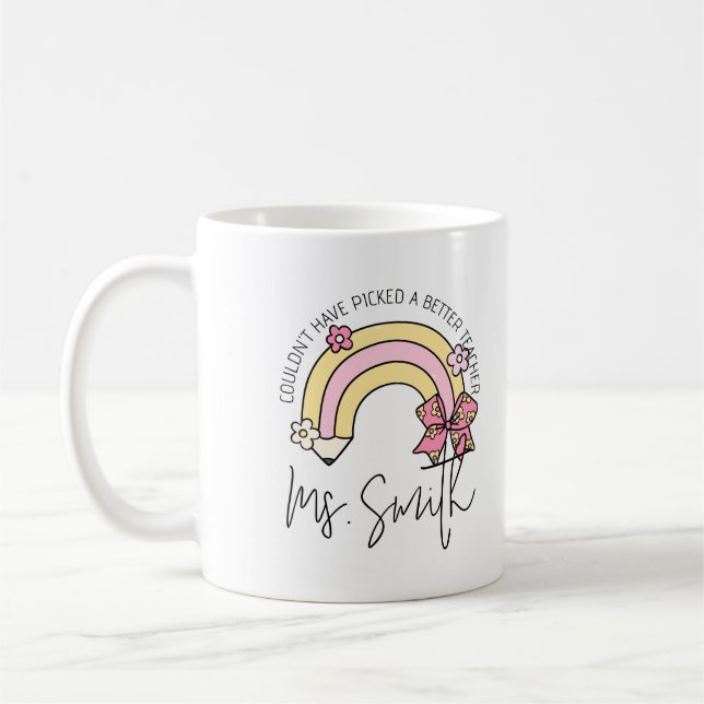 Taza De Café Retro Groovy Pencil Rainbow Teacher Appreciation (Izquierda)