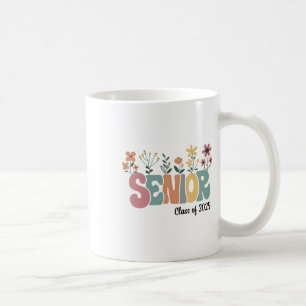 Taza De Café Retro Groovy Senior 25 Cl De La Flor De Graduación