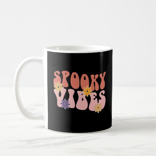 Taza De Café Retro Groovy Spooky Vibes Halloween (Izquierda)