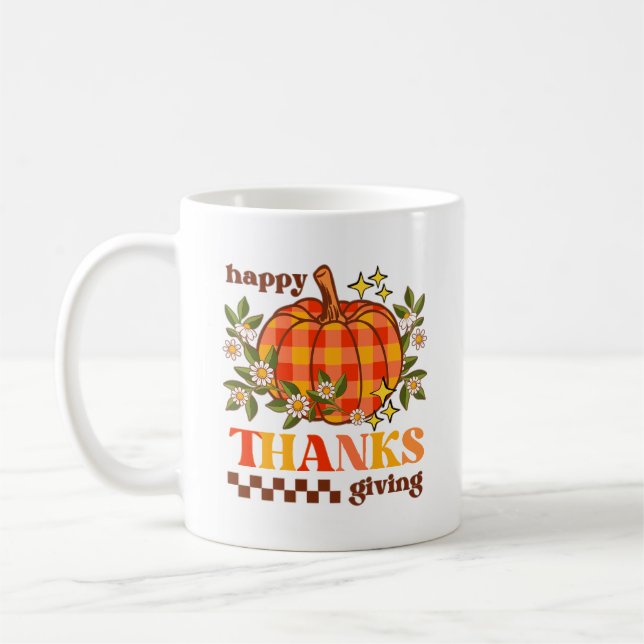 Taza De Café Retro Groovy Tocador de Calabaza Daisy Acción de G (Izquierda)