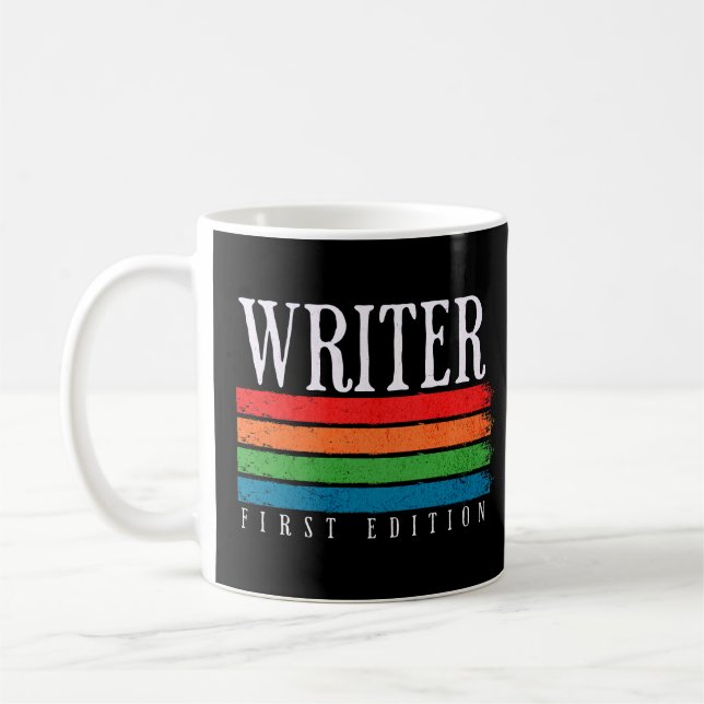 Taza De Café Retro Grunge Writer First Edition (Izquierda)