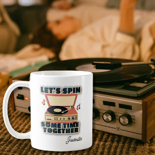 Taza De Café Retro Hagamos girar a un jugador de récords de tie