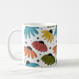 Taza De Café Retro Halftone Coneflowers