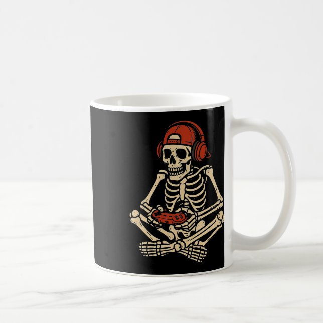 Taza De Café Retro Halloween Skeleton Gamer Video Gaming Boys M (Derecha)