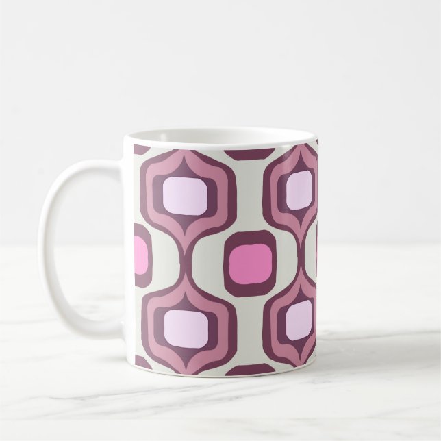 Taza De Café Retro Hand Drawn Geometric Square Pattern Minimal  (Izquierda)