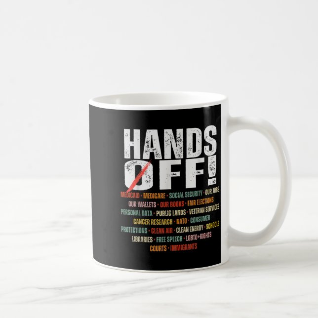Taza De Café Retro Hands Off Protest Public Lands Medicare Patr (Derecha)