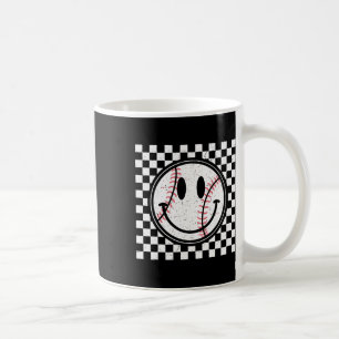 Taza De Café Retro Happy Face Game Day Baseball Pattern Smile F
