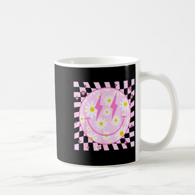 Taza De Café Retro Happy Smile Face Checkered Pattern Nk Daisy  (Derecha)