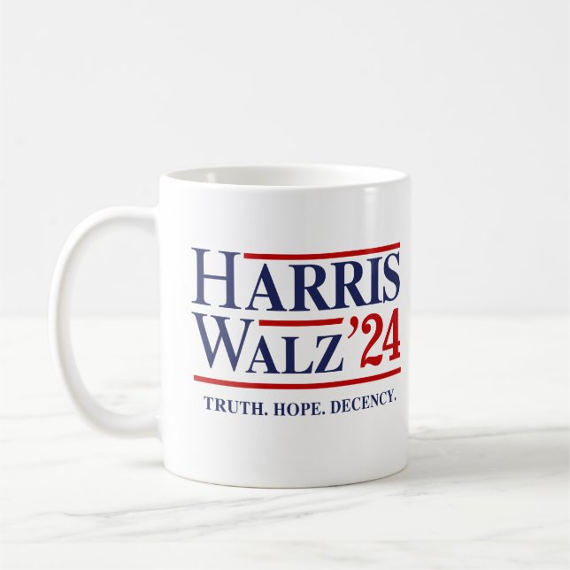 Taza De Café Retro Harris Walz '24 - Verdadera Decencia de espe (Izquierda)