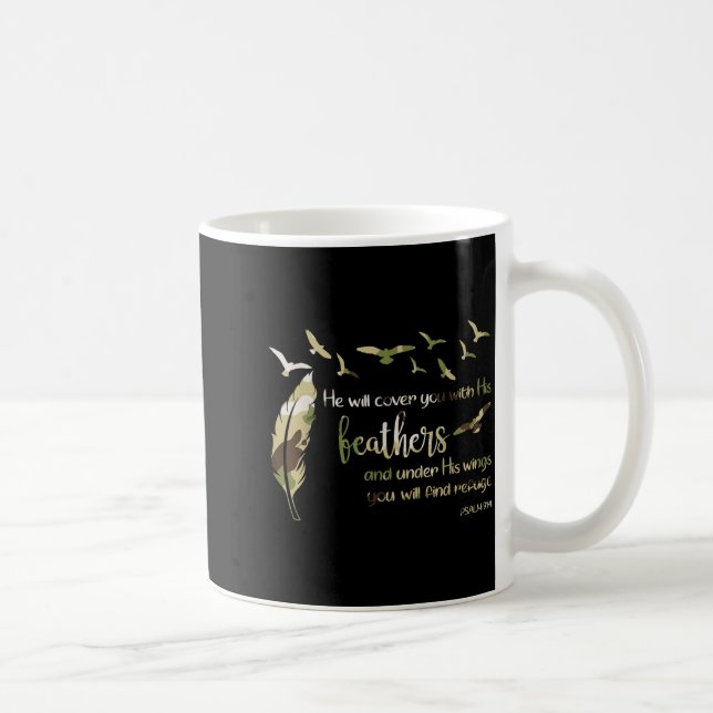 Taza De Café Retro He Will Cover You With His Beathers Jesus Re (Derecha)