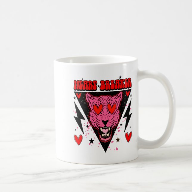 Taza De Café Retro Heart Breaker Valentines Day Tiger Love  (Derecha)