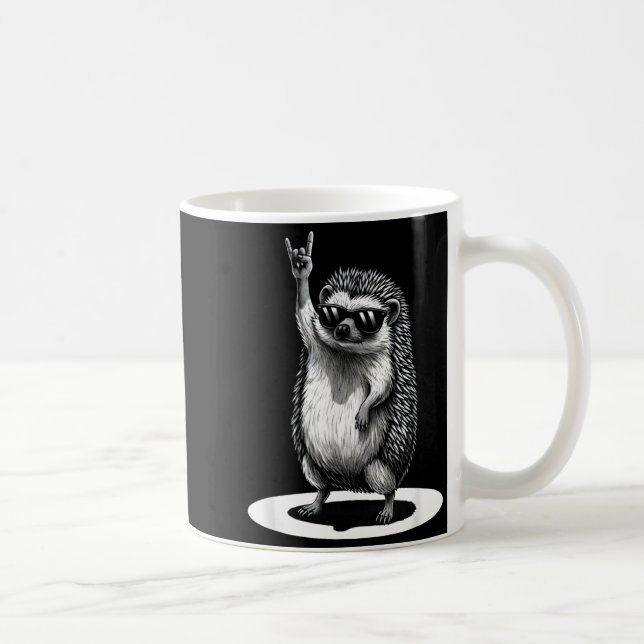 Taza De Café Retro Hedgehog Rock Music Men Kids Women Funny Ani (Derecha)