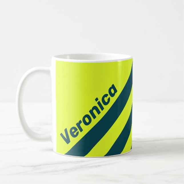 Taza De Café Retro HI VIS Yellow Three Stripes with Name (Izquierda)