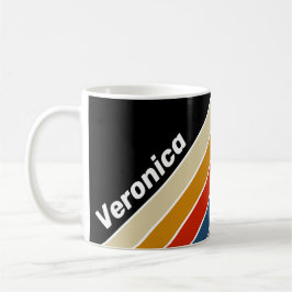 Taza De Café Retro Hielo Rayado Arcoíris con Nombre