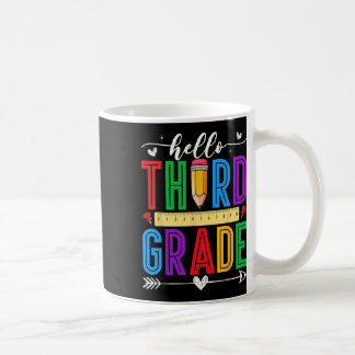 Taza De Café Retro Hola 3er Grado Primer Día de Escuela Niños