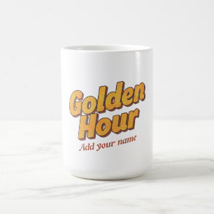 Taza De Café Retro Hora Dorada - Estética de los 90 Tipografía